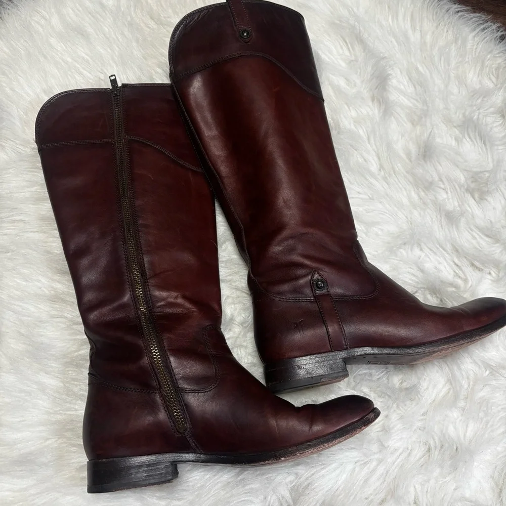 Frye “Melissa Tab” Tall Riding Boots in Cognac/Redwood size Women’s 7.5